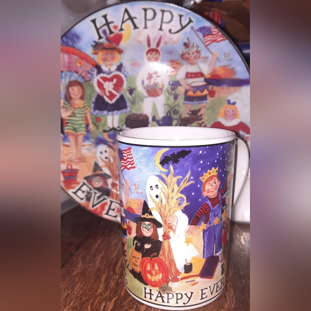 Happy Everything by Santa Barbara Ceramic Designs salad plate & mug
